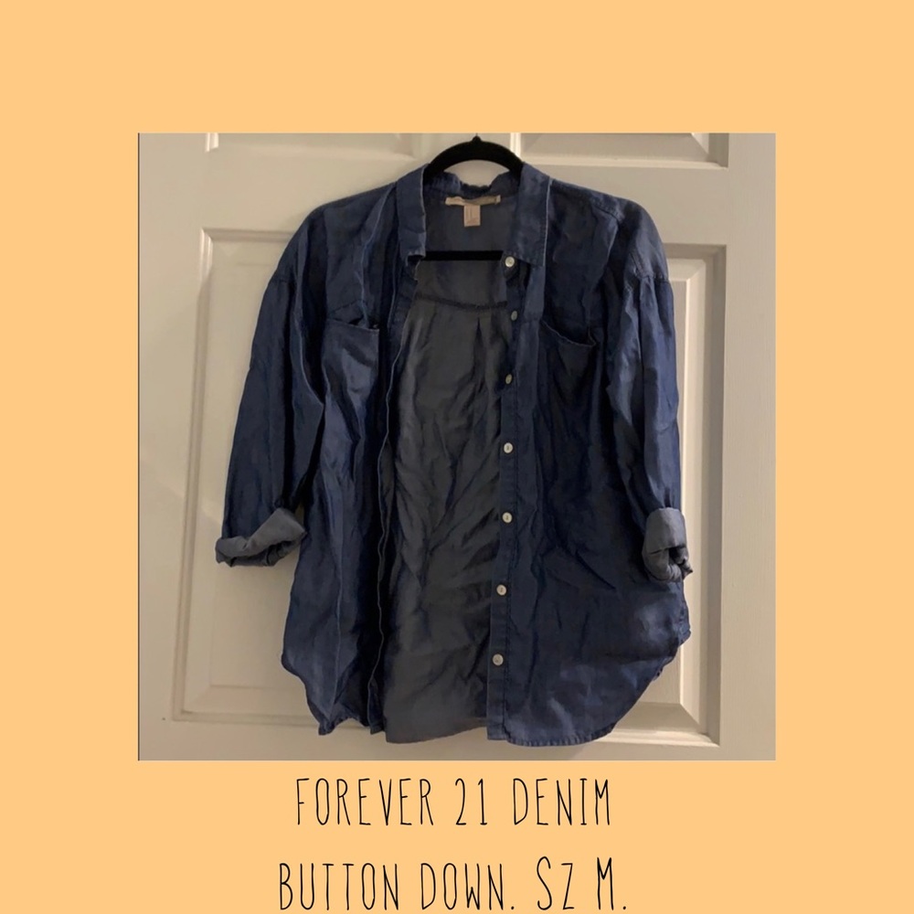 F21 oversized denim shirt